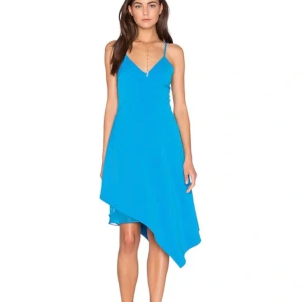 NWOT ALICE + OLIVIA Beth Asymmetrical Dress in Jewel Blue